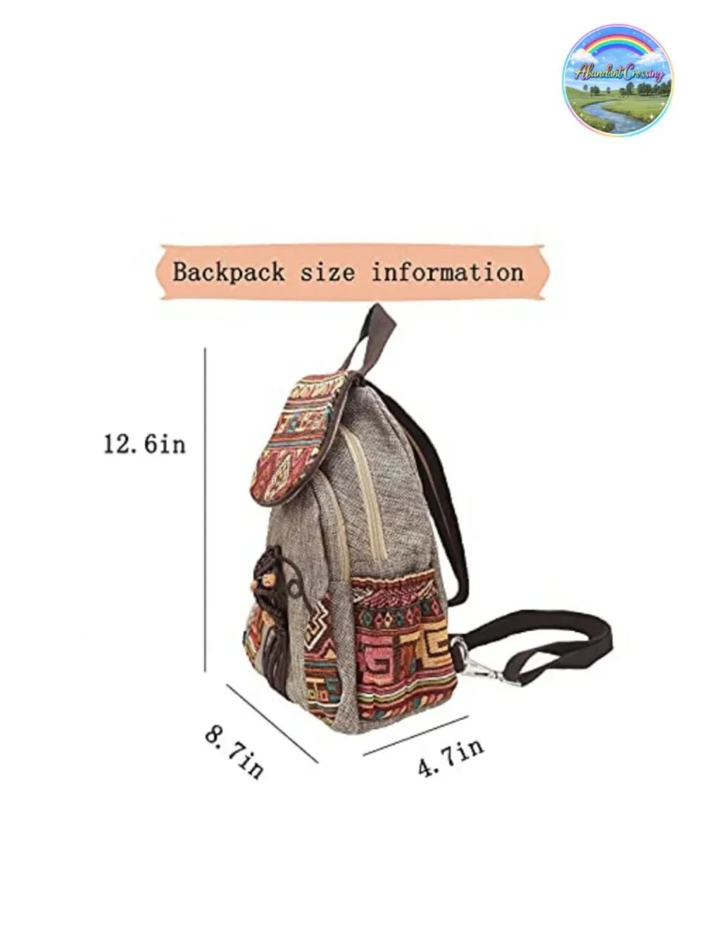 Canvas Sling Backpack Convertible Boho Woven Casual Daypack